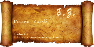 Beiner Zorán névjegykártya